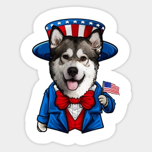 Fourth of July Alaskan Malamute Sticker